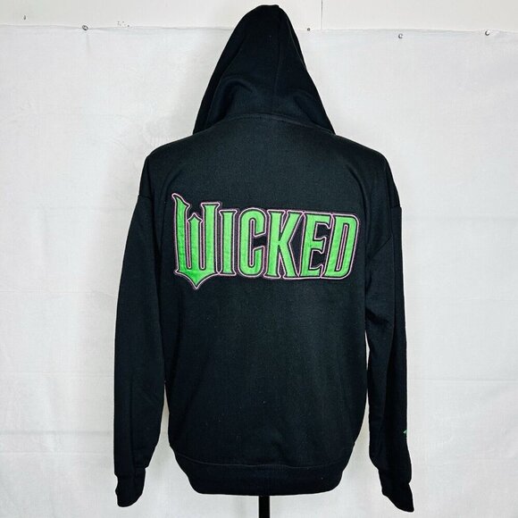 Wicked Movie Hoodie Sweatshirt Womens Sz S Full Zip Embroidery Black NWOT - Picture 7 of 9